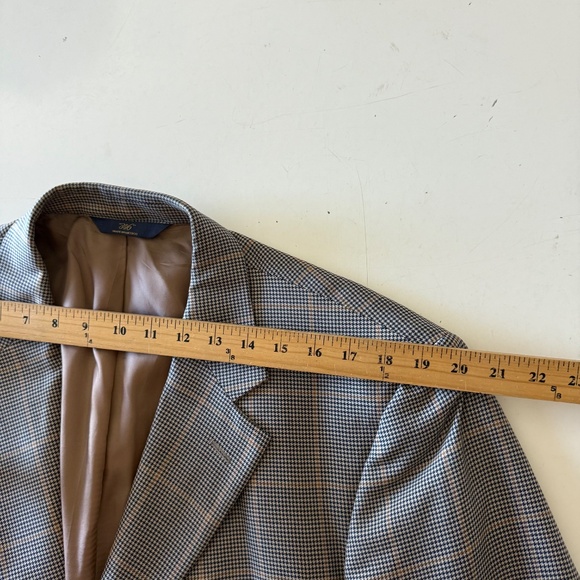 Brooks Brothers 346 Wool Black & Tan Houndstooth Blazer Suit Jacket Mens 44R - Picture 6 of 12